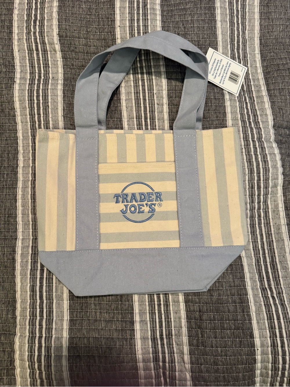 New Trader Joe’s Striped Blue Mini Tote Bag *FAST SHIPPING*